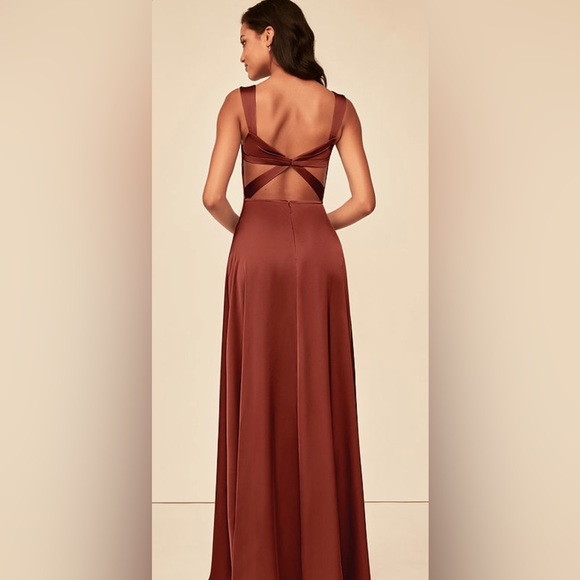 Azazie Alexia Stretch Satin Maxi Dress - Picture 3 of 8